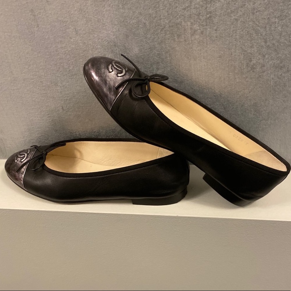 Chanel black ballerina flats